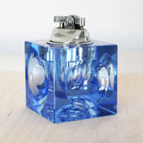 VINTAGE BLUE GLASS TABLE LIGHTER